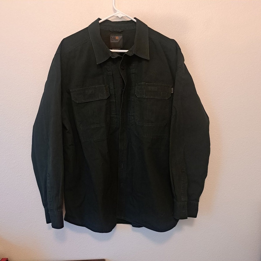 5.11 Tactical Mens XL Black Long Sleeve Cotton Canvas Utility Work Shirt